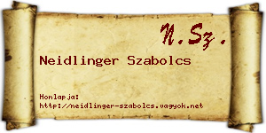 Neidlinger Szabolcs névjegykártya